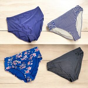 Set of Four Women's Swim Bottoms in Blue and black